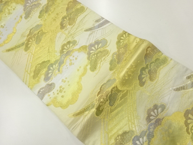 アンティーク　雲取りに橋・松模様織出し袋帯（材料）